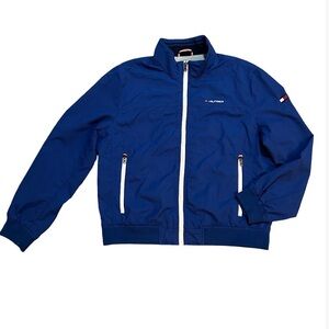Tommy Hilfiger Blue Logo Jacket Coat with White Accents